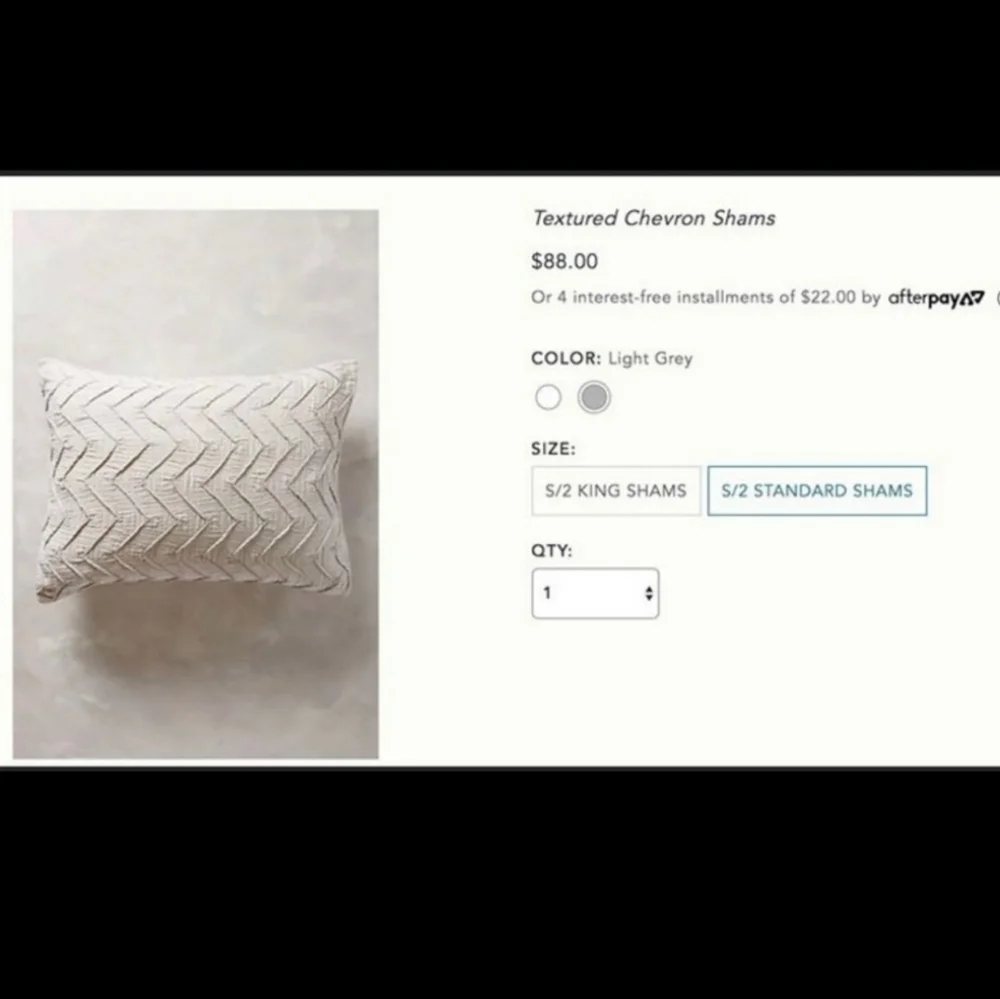 Anthropologie Textured Cheveron Grey Sham